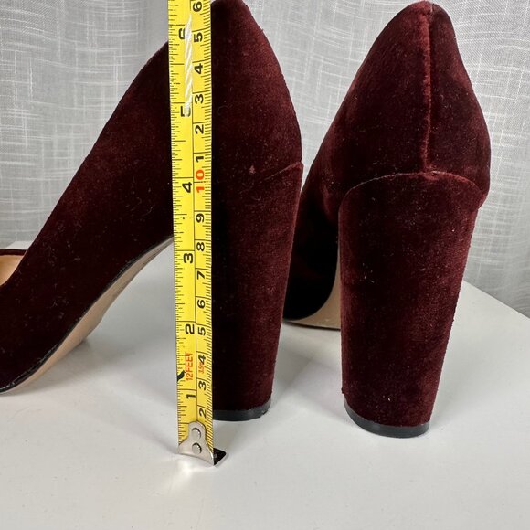 Jessica Simpson Burgundy Tanysha Velvet Block-Heel Point Toe Pumps 8 - Picture 8 of 14